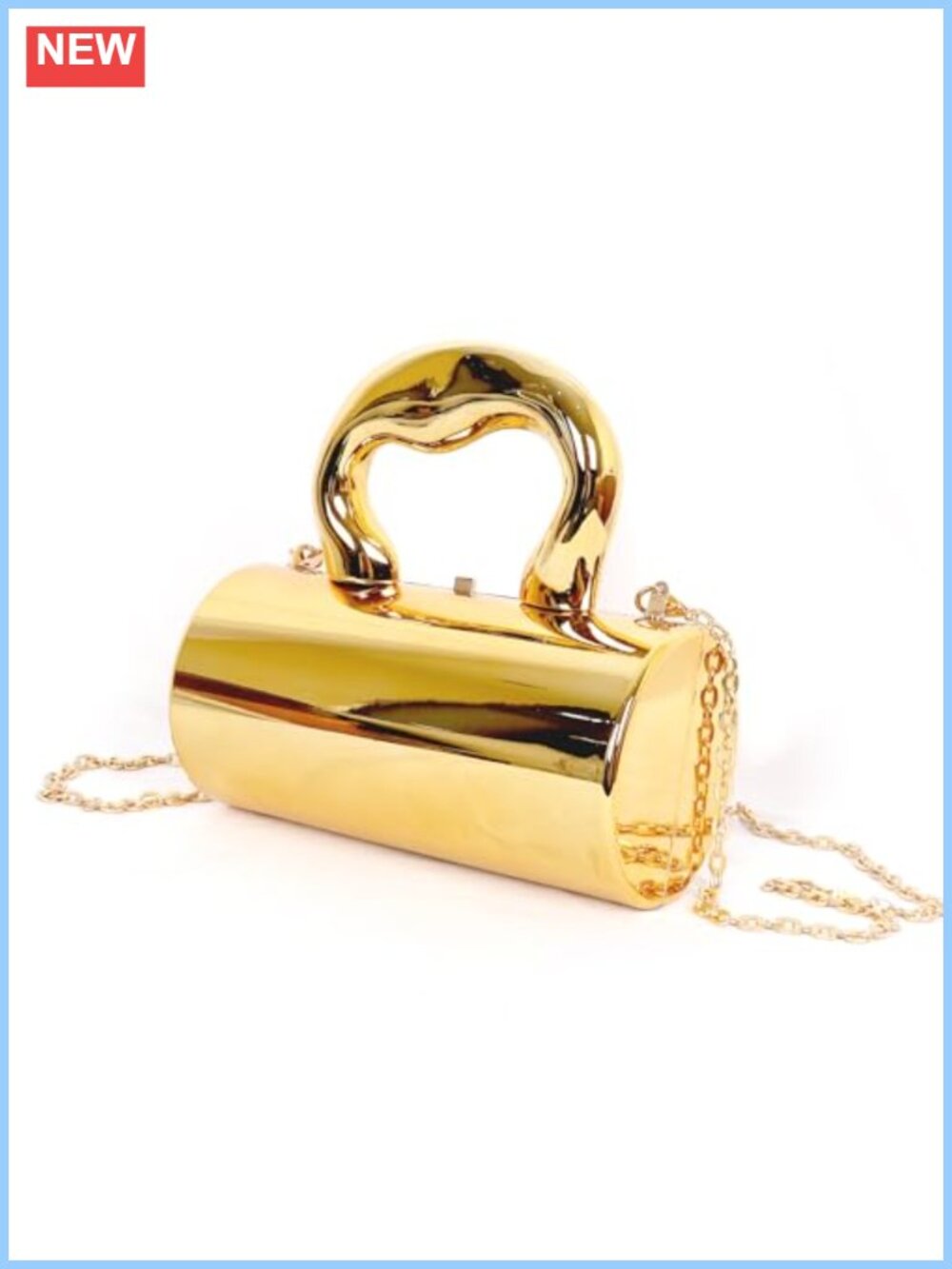 Acrylic Cylindrical Crossbody Bag with Metal Straps